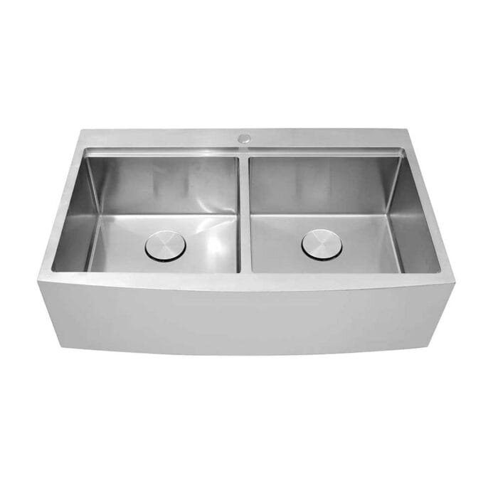 SUS304 Double Bowl Handmade Apron Kitchen Sink