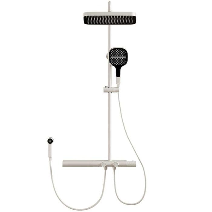 Milky White Thermostati Exposed Shower Set