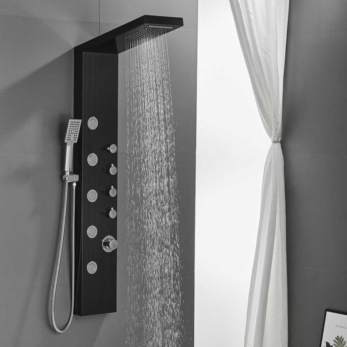 Black SUS04 Bathroom Shower System Panel - Image 5