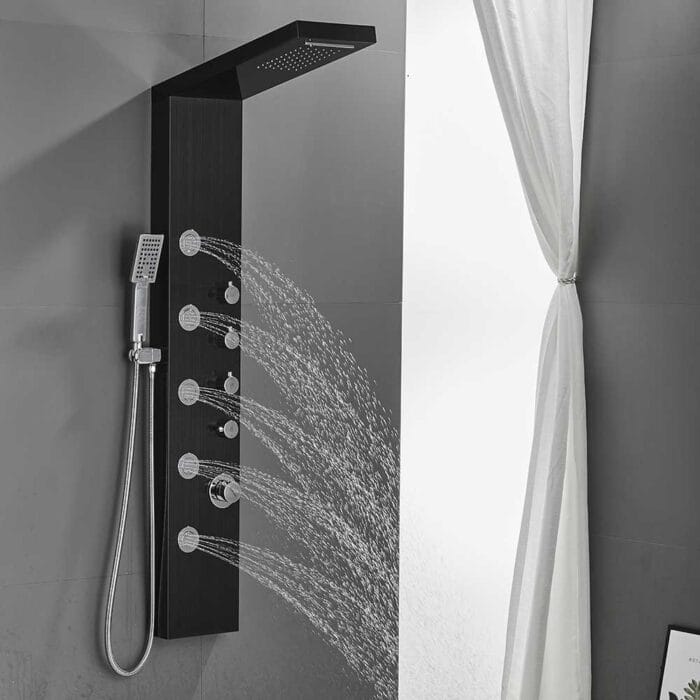 Black SUS04 Bathroom Shower System Panel - Image 2