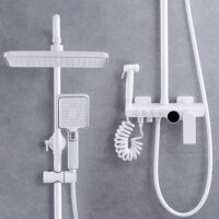 White Brass Exposed Shower Set With Spray - Image 2