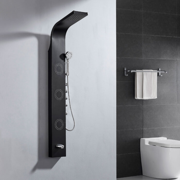 Black Stainless Steel 304 Bathroom Shower System Panel - Image 2