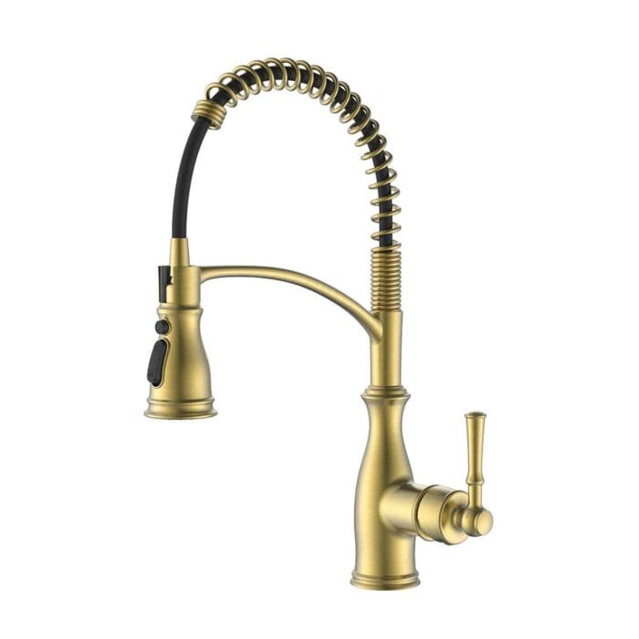 Gold Single Handle Spring Kitchen Faucet