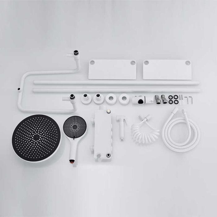 White Bathroom Exposed Shower Set With Spray - Image 9