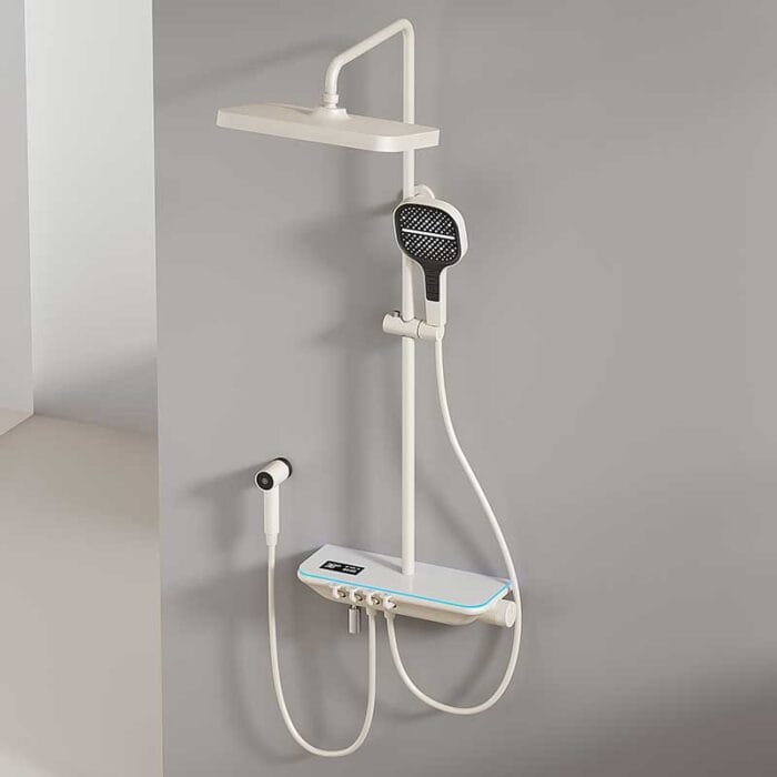 Milky White Digital Display Thermostati Exposed Shower Set - Image 2