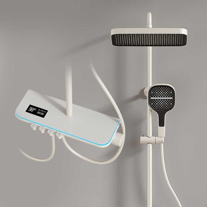 Milky White Digital Display Thermostati Exposed Shower Set - Image 3
