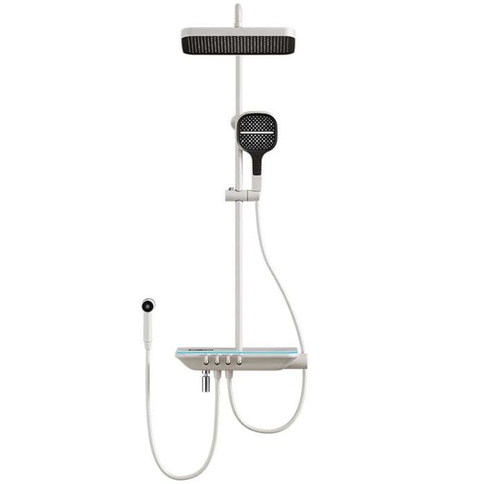 Milky White Digital Display Thermostati Exposed Shower Set