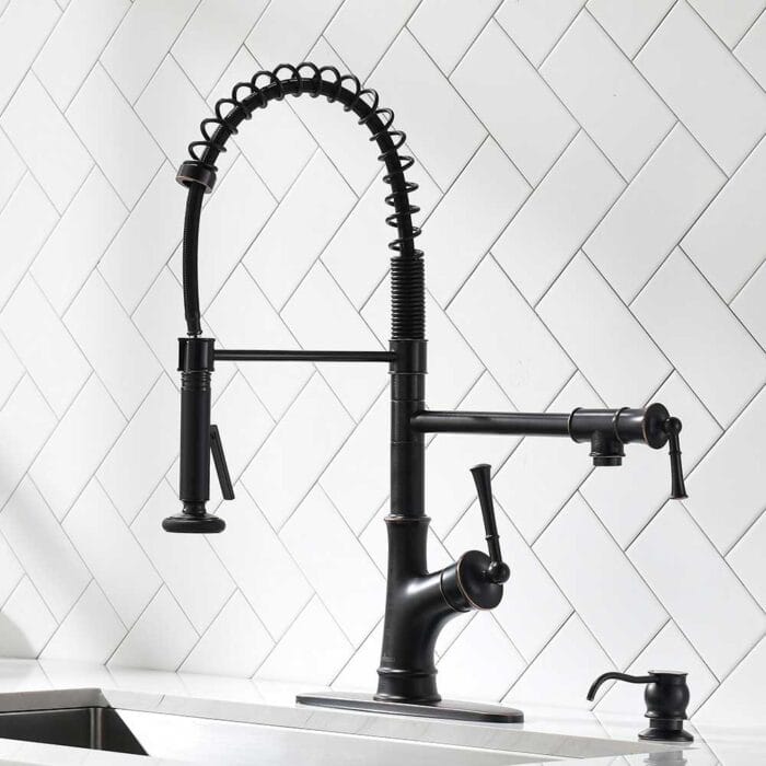 3 Way Chrome Single Handle Spring Kitchen Faucet - Image 2