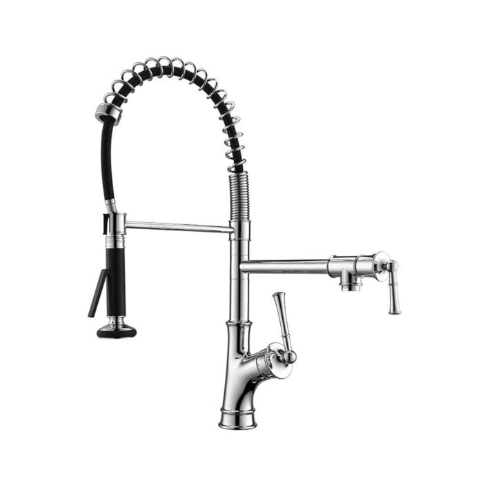3 Way Chrome Single Handle Spring Kitchen Faucet