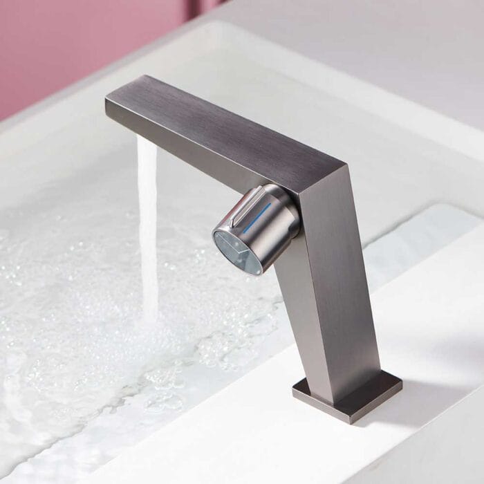 Gun Gray Clock Style Bathroom Basin Faucet - Image 3