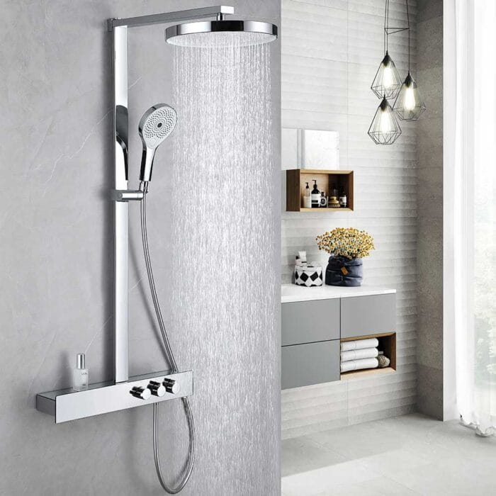 Chrome Brass Lengthen Thermostati Exposed Shower Set - Image 2