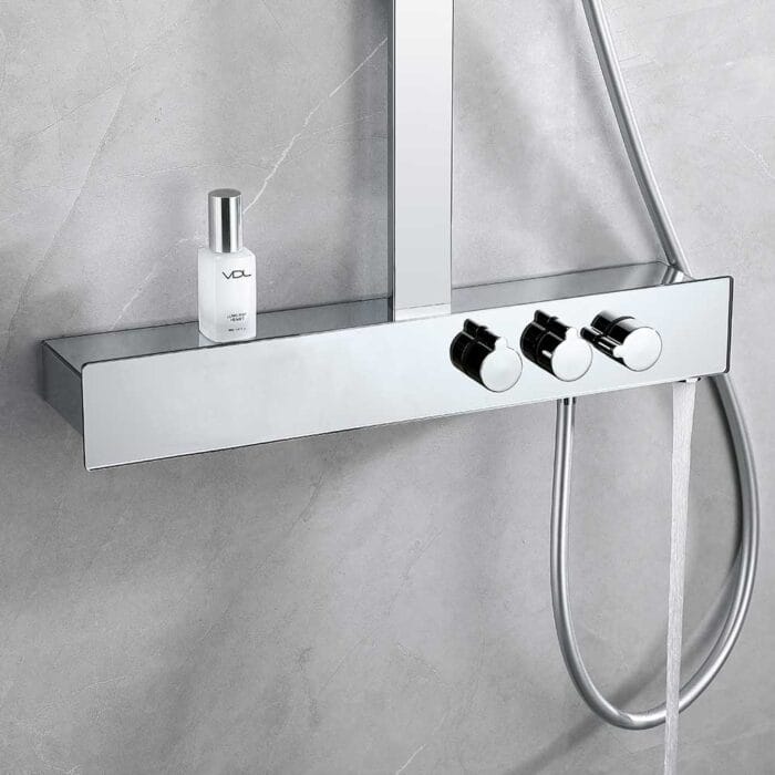 Chrome Brass Lengthen Thermostati Exposed Shower Set - Image 4