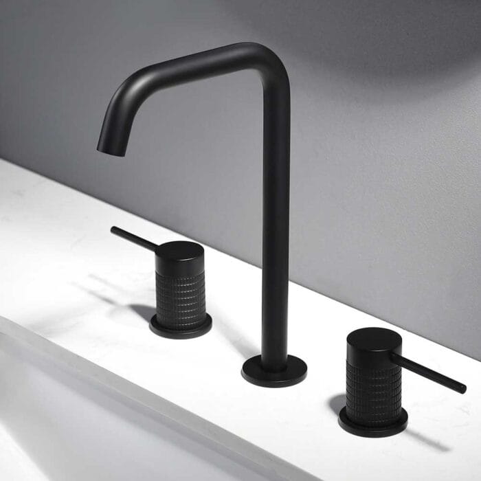 Knurled Widespread Black Basin Faucet - Image 2