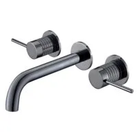 Black Knurled Wall Mounted Bathroom Faucet - Image 2