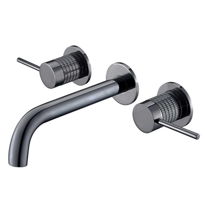 Black Knurled Wall Mounted Bathroom Faucet - Image 2
