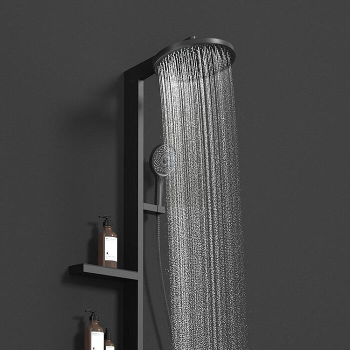 Matte Black Brass Exposed Shower Set - Image 2