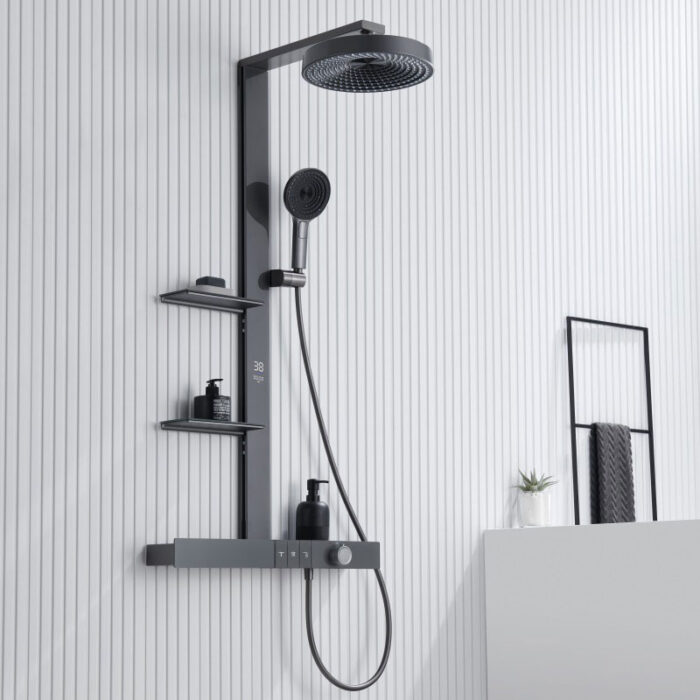Modern Gunmetal Brass Exposed Shower Set - Image 2
