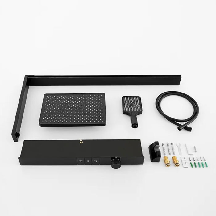 Modern Matte Black Exposed Shower Set - Image 7