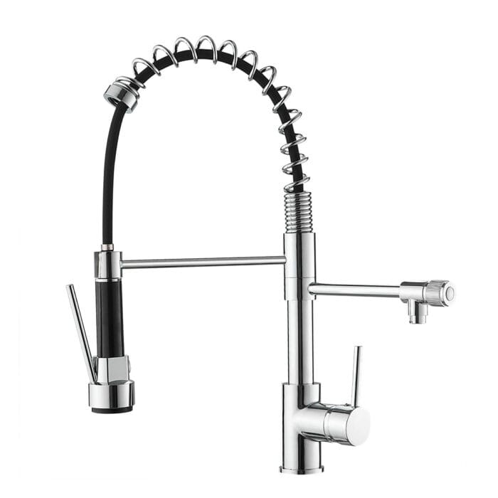 3 Way Chrome Single Handle Brass Spring Kitchen Faucet