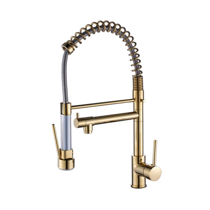 3 Way Chrome Single Handle Brass Spring Kitchen Faucet - Image 3