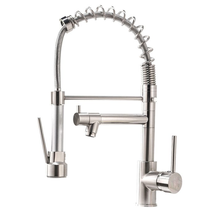 3 Way Chrome Single Handle Brass Spring Kitchen Faucet - Image 2