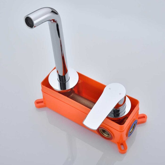 Single Handle Brass Wall Mounted Bathroom Sink Faucet - Image 5