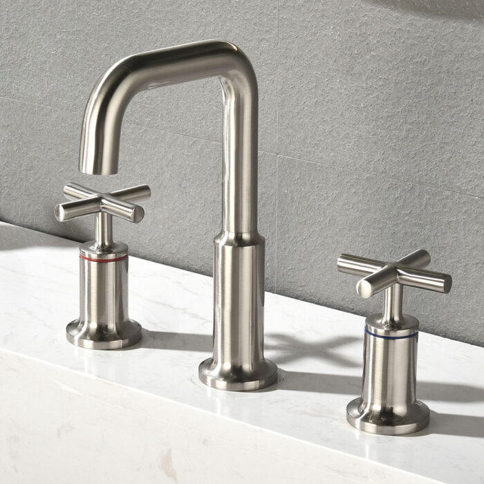 Brushed Nickel Widespread Black Basin Faucet - Image 2