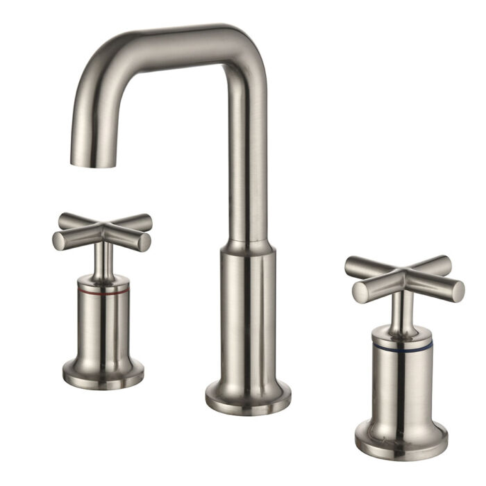 Brushed Nickel Widespread Black Basin Faucet