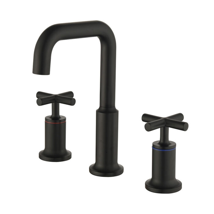 Brushed Nickel Widespread Black Basin Faucet - Image 6