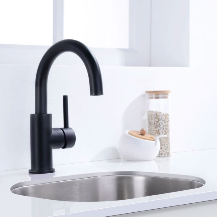 Matte Black Single Handle Stainless Steel Bar Faucet - Image 2