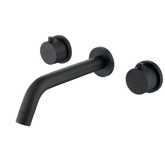 Matte Black Two Handle Wall Mounted Basin Faucet (Copy)