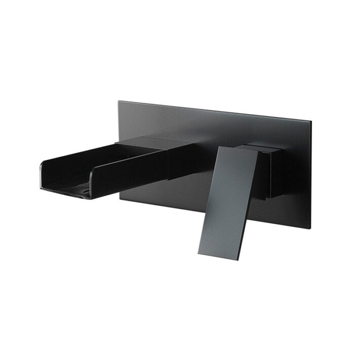 Waterfall Black Single Handle Wall Mounted Basin Faucet