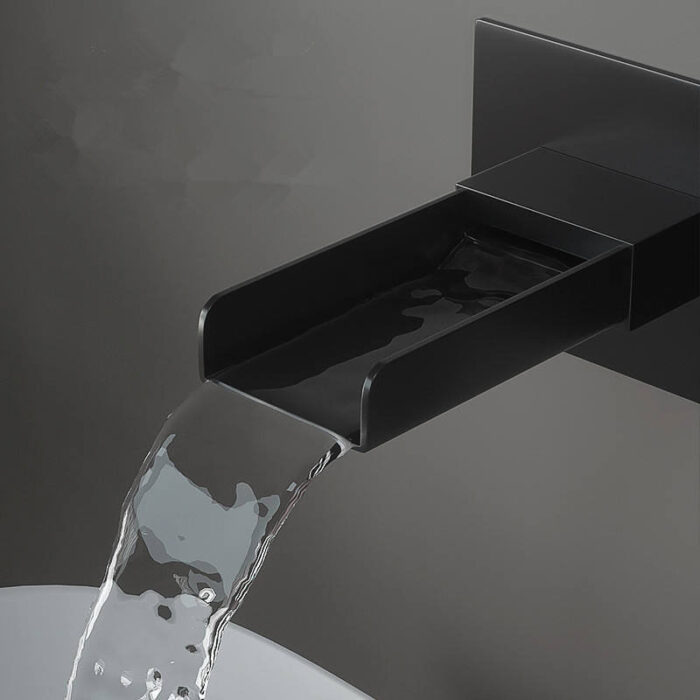 Waterfall Black Single Handle Wall Mounted Basin Faucet - Image 5