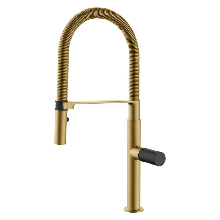 Brushed Gold Pull Down Kitchen Faucet