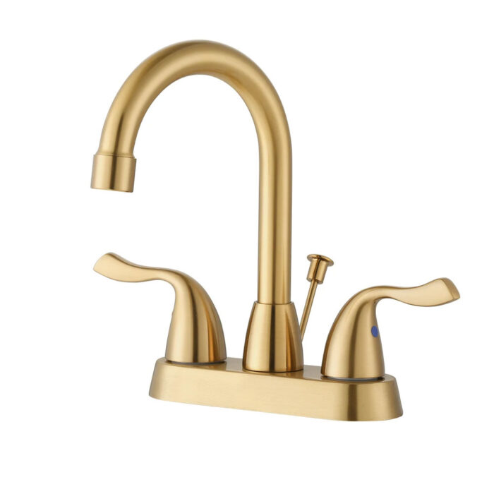 4 Inch Two Hole Brushed Gold Bathroom Basin Water Faucet