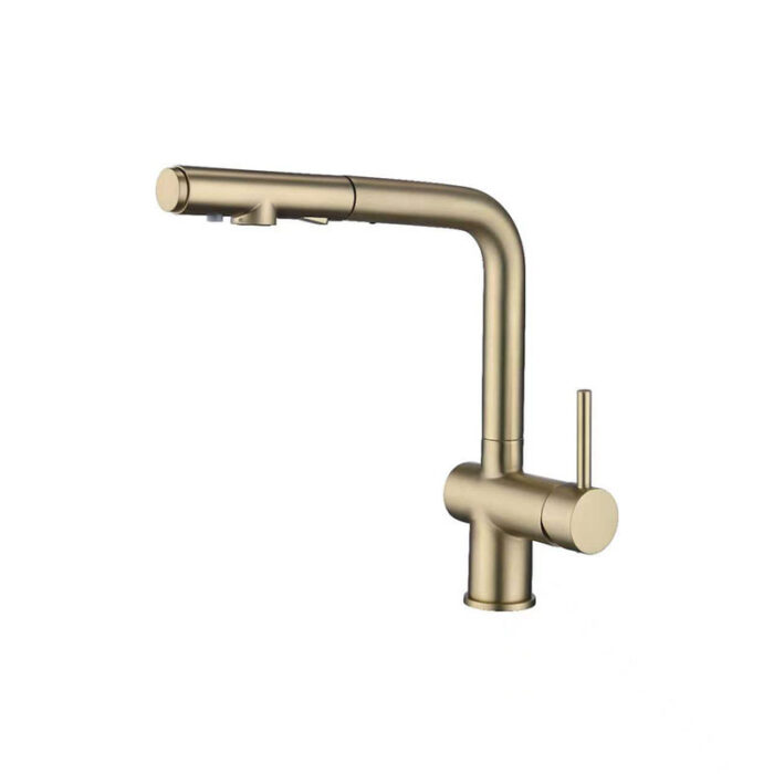 Push Button Brushed Gold Water Filter Kitchen Faucet