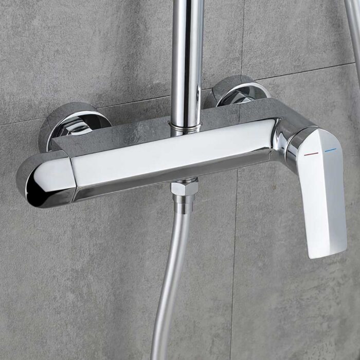 Alma Chrome Waterfall Brass Exposed Shower Set - Image 2