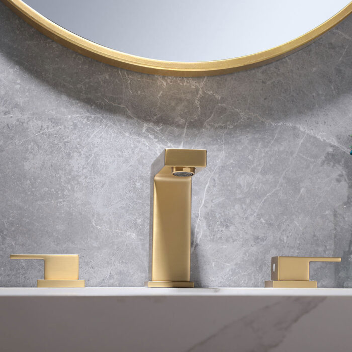 Brushed Gold Widespread Dual Handle Basin Faucet - Image 2