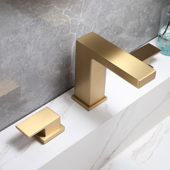 Brushed Gold Widespread Dual Handle Basin Faucet - Image 4