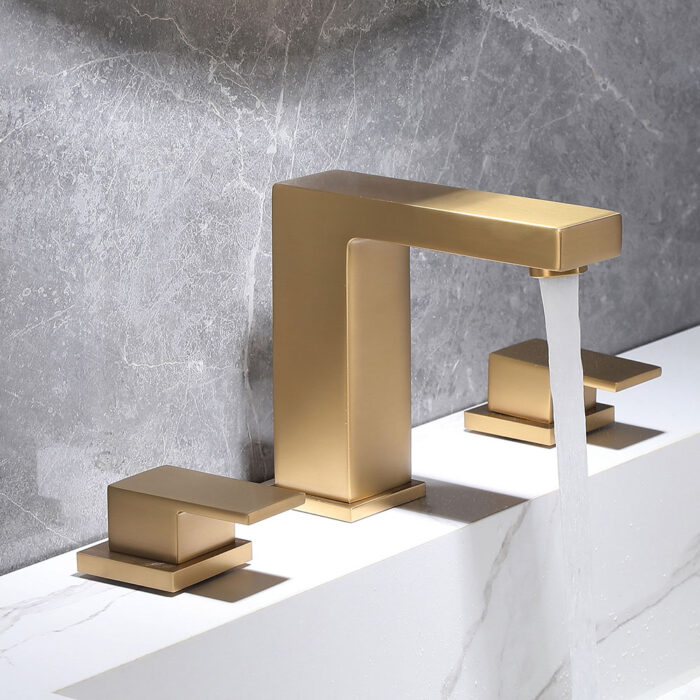 Brushed Gold Widespread Dual Handle Basin Faucet - Image 3