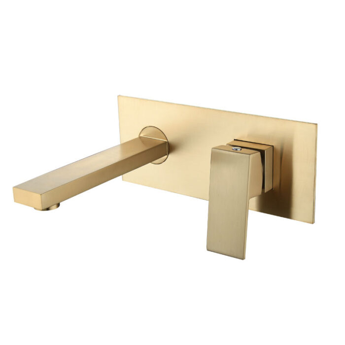 Zen Brushed Gold Wall Mounted Bathroom Basin Faucet